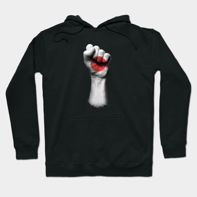 Flag of Japan on a Raised Clenched Fist Hoodie by jeffbartels